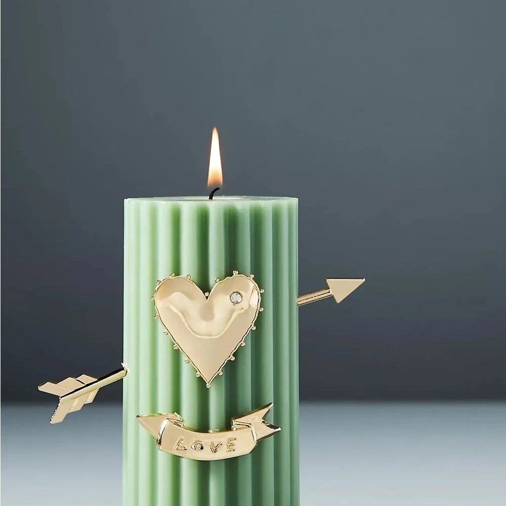 ❄️ Anthropologie} Gold Candle Charms Set Heart Love Amour Valentines Romance